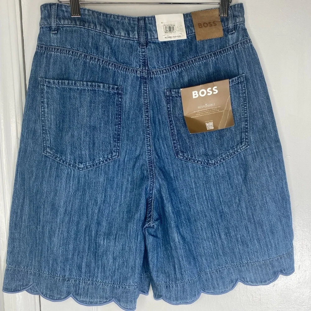 Boss NWT Classic Blue Jean Scalloped Shorts